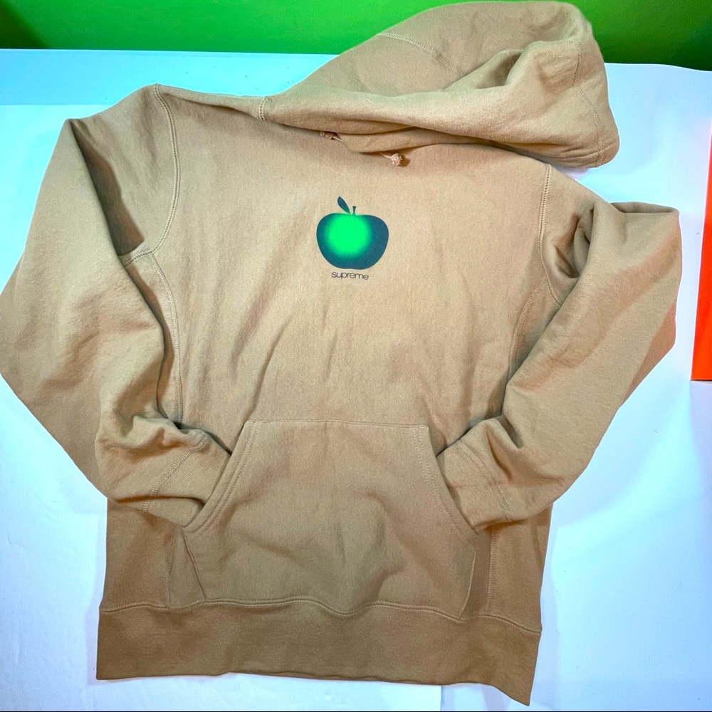 Supreme Brown Color Apple Hooded Sweatshirt Mens Medium Size Hoodie
